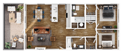 a floor plan of a house with a bedroom and a living room